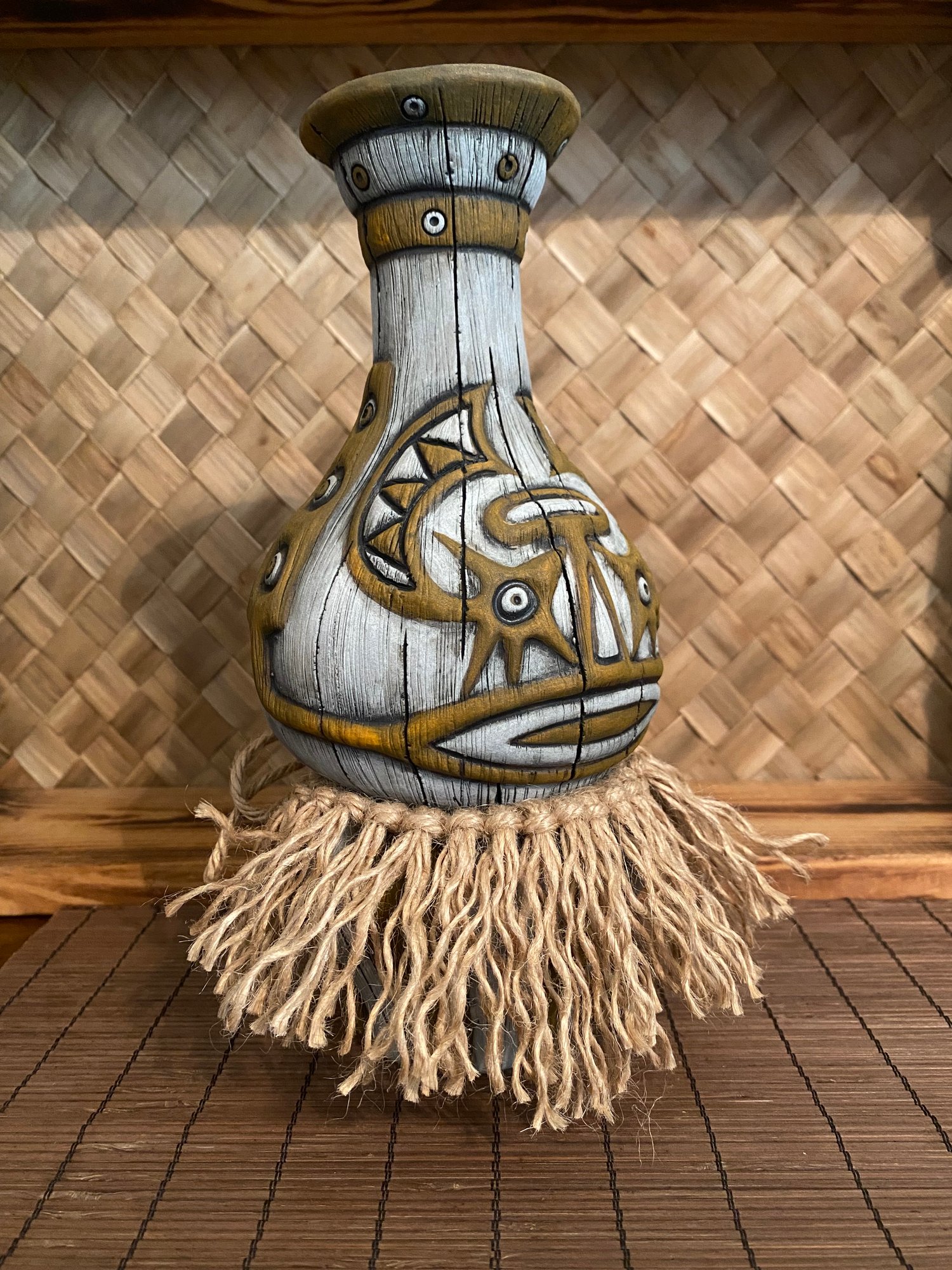 Image of One of the Last Kovave Mugs #124 - Woodgrain Orange/White - US Shipping Included