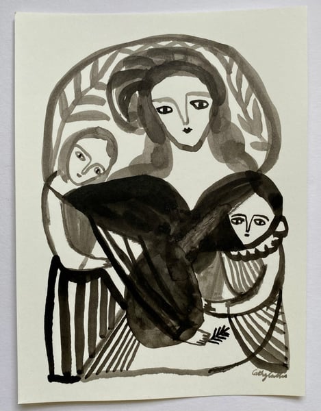 Image of a queen of ancient days - original ink drawing 