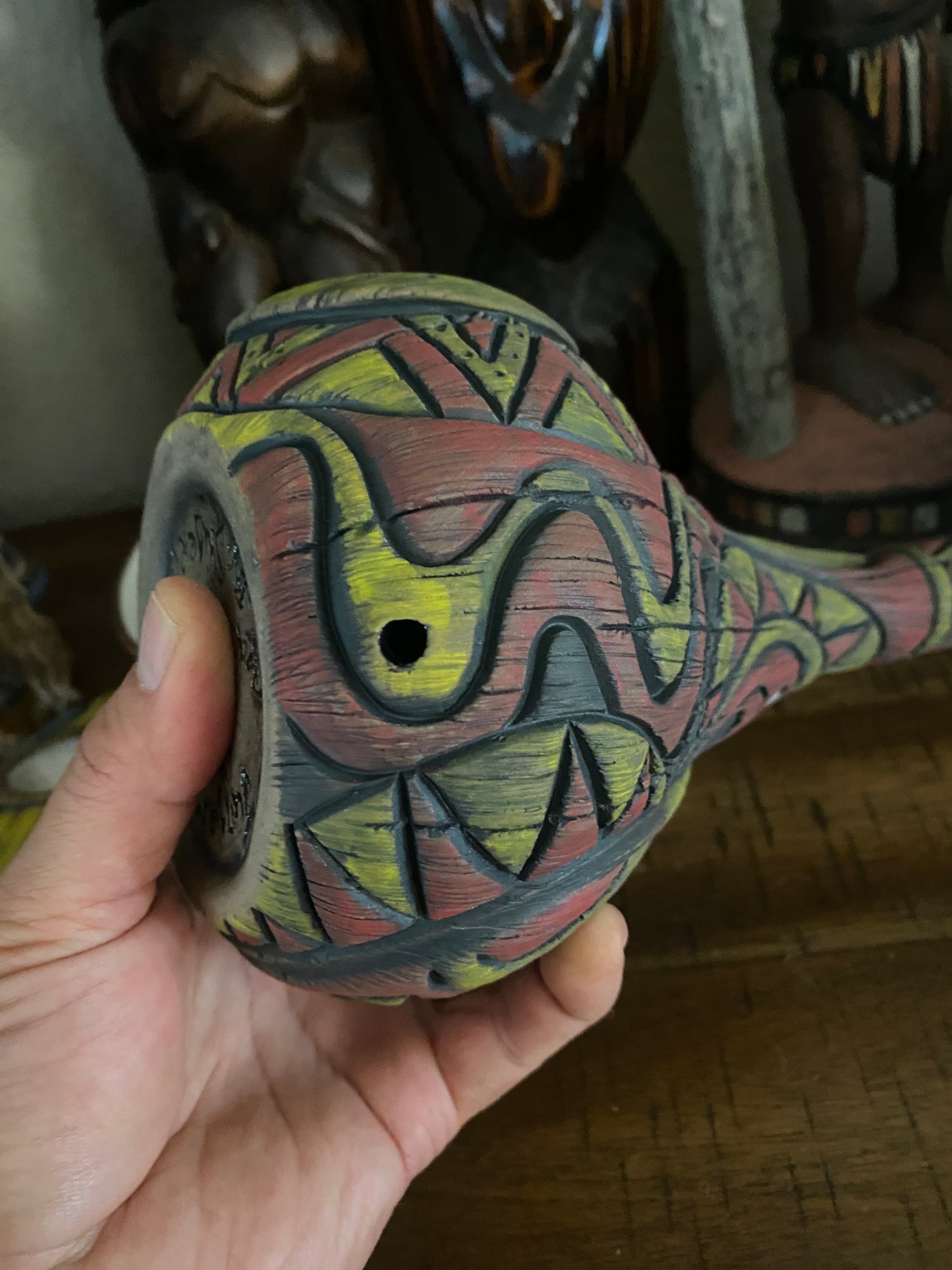 Image of “Abelam Peace Maker” Pipe (c) - Red/Yellow - Must Be 21 to Purchase - US Shipping Included