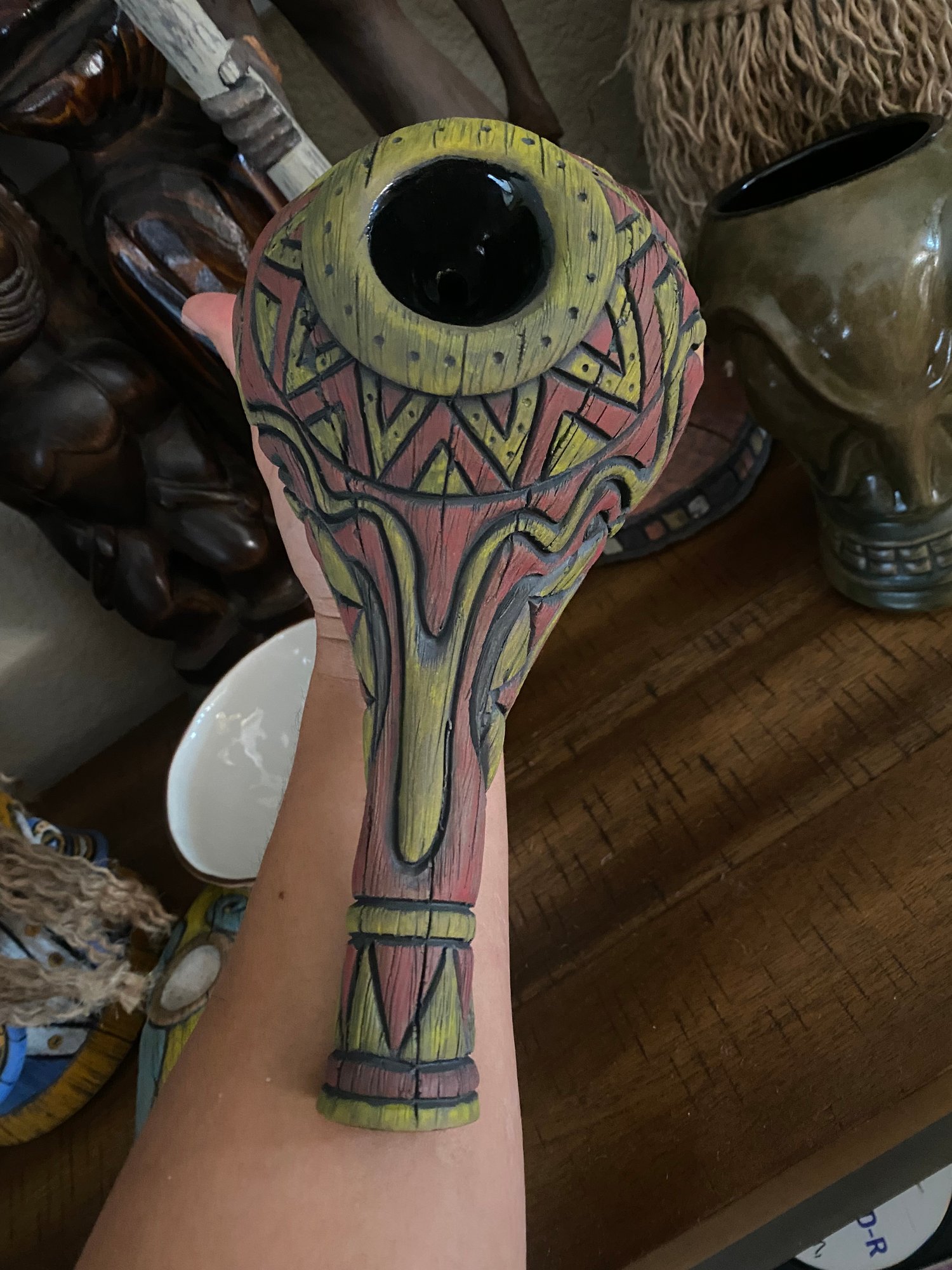 Image of “Abelam Peace Maker” Pipe (c) - Red/Yellow - Must Be 21 to Purchase - US Shipping Included 