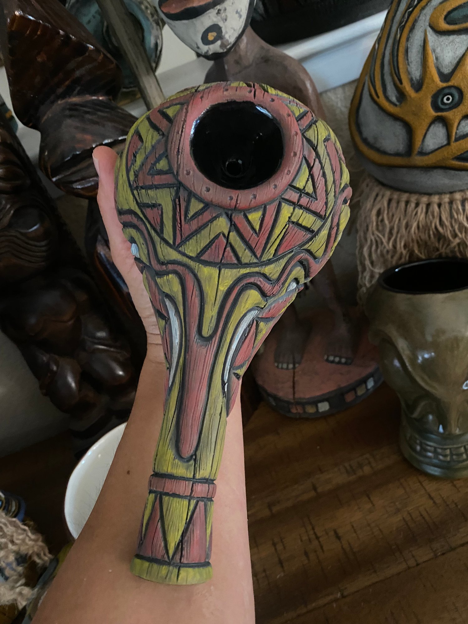 Image of  “Abelam Peace Maker” Pipe (d) -Red/Yellow/White - Must Be 21 to Purchase -US Shipping Included 