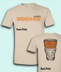Image 3 of Tikiyaki Orchestra - "Aloha, Baby !  Vinyl +Double-Sided Print Tan Tee Bundle