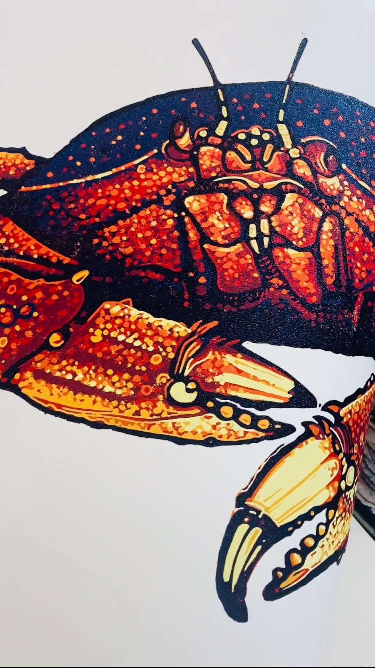 Crab linocut print 