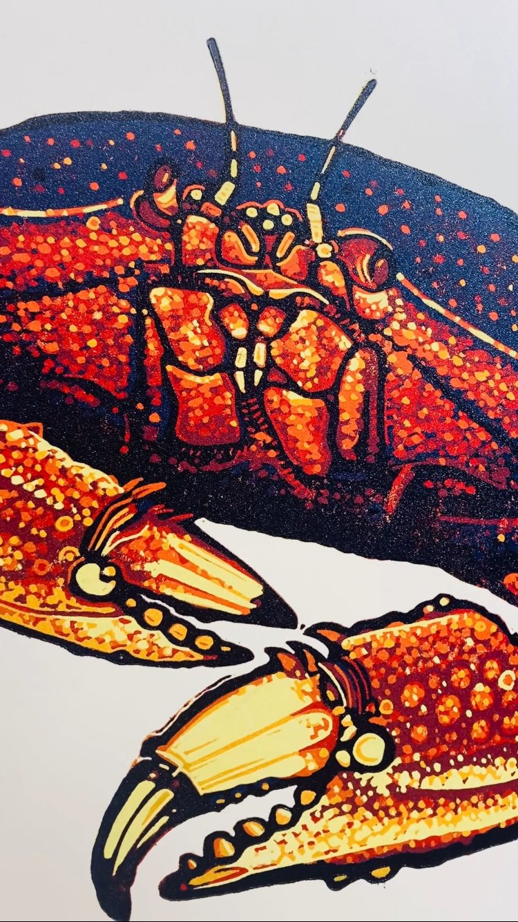 Crab linocut print 