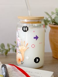 Image 3 of Taza de cristal de 400ML con tapa de madera y pajita (Ashley Design)