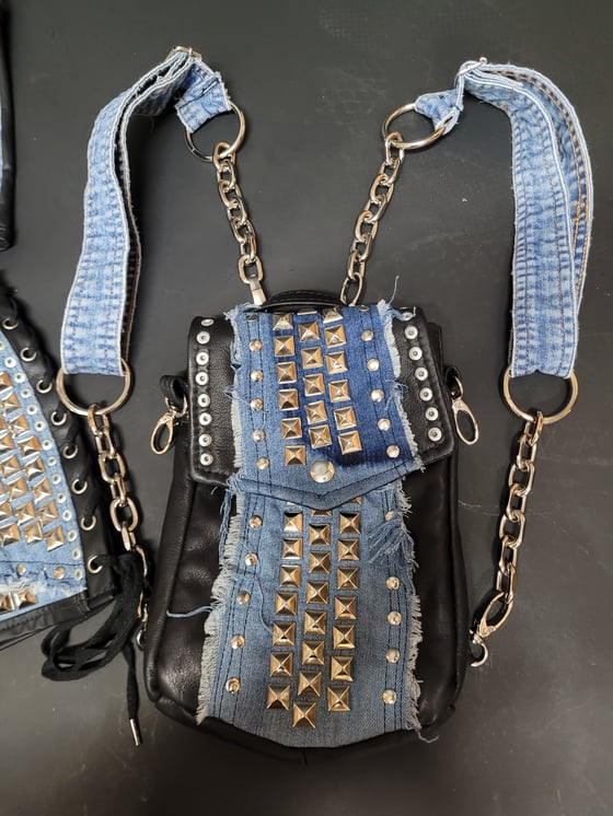 Image of DENIM AND LEATHER BAG