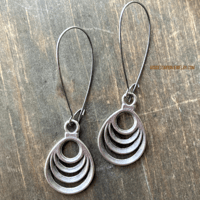 Image 3 of Layered Crescent Drop Earrings, Crescent Moon Layered Earrings, Boho Lunar Statement Jewelry