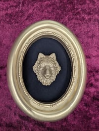 Image 1 of Oval Frame Wall Hanging Wolf Head , Art