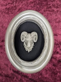 Image 2 of Oval Frame Wall Hanging Ram Head , Art