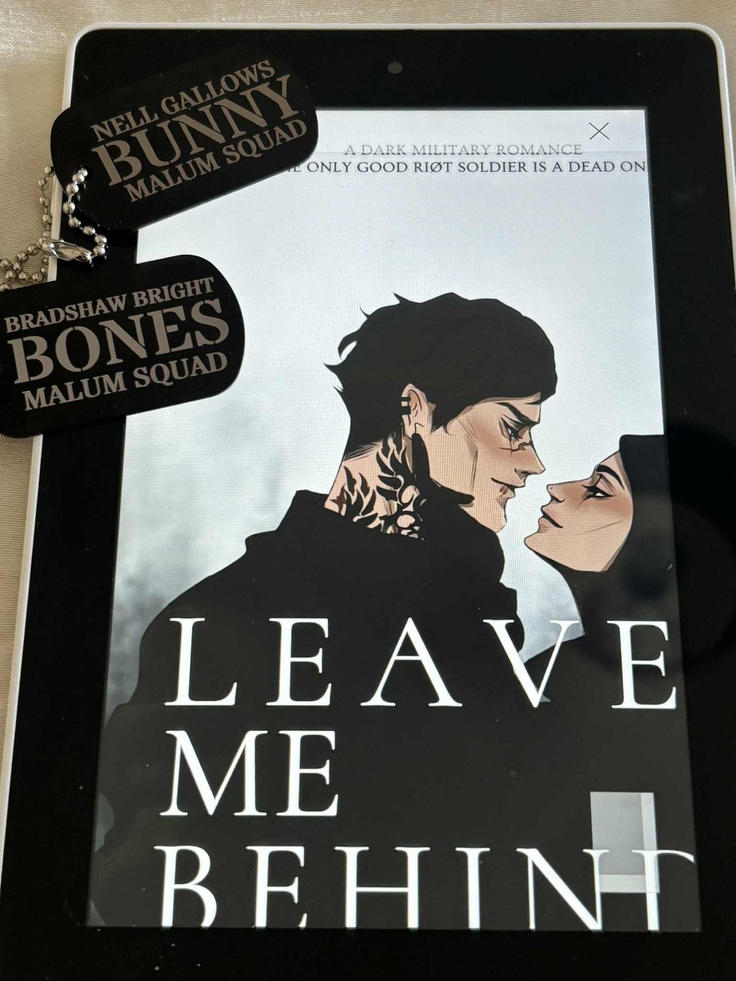 Image of Officially licensed Leave me behind SINGLE dog tag keychain