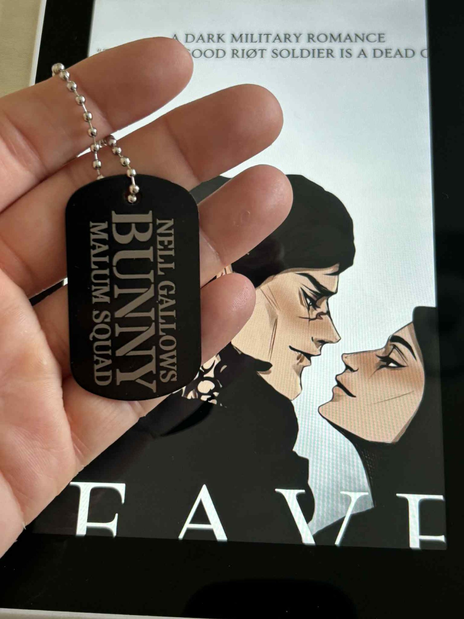 Image of Officially licensed Leave me behind SINGLE dog tag keychain