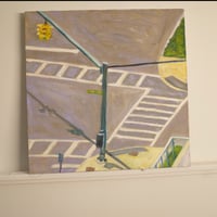Image 2 of Crosswalk with Traffic Signal, 2025.  Oil on linen.  21 x 21 inches.  
