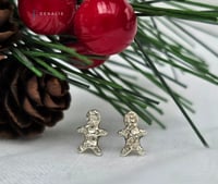 Image 4 of Gingerbread fine silver stud earrings
