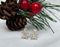 Image 3 of Gingerbread fine silver stud earrings
