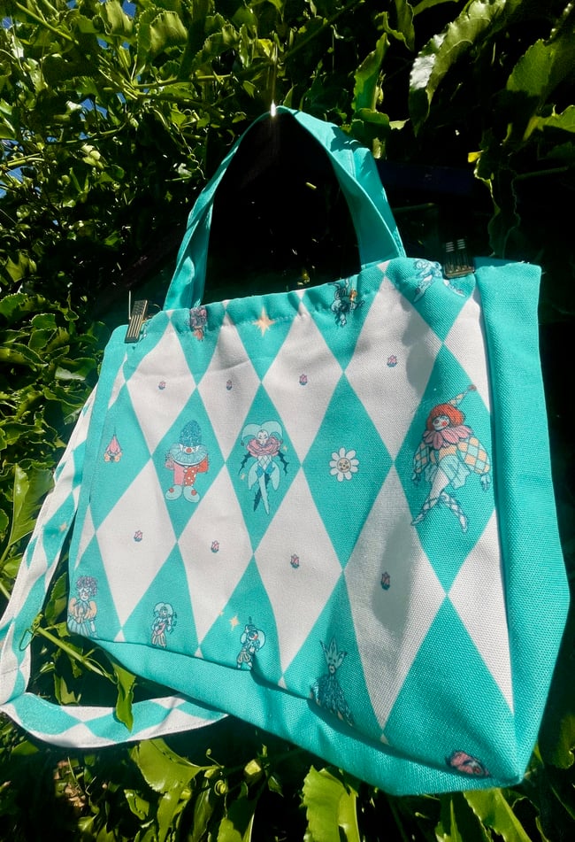 Botanical Clowns Long Strap Canvas Zip Bag