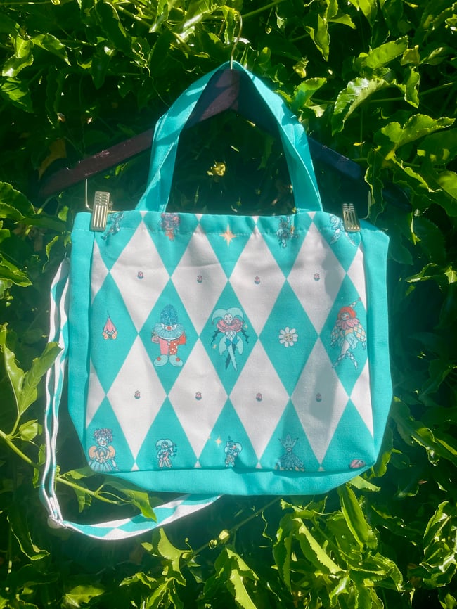 Botanical Clowns Long Strap Canvas Zip Bag