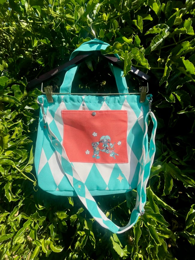 Botanical Clowns Long Strap Canvas Zip Bag