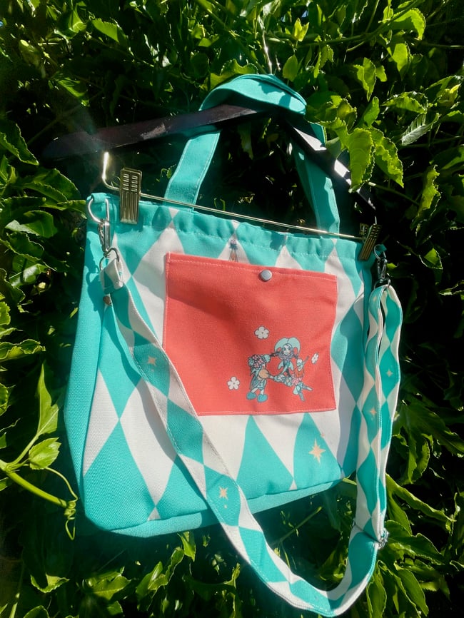 Botanical Clowns Long Strap Canvas Zip Bag