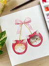 Cherry cats | Watercolor art print