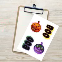 Image 2 of Sticker sheet - Classic Jack O Lantern and Retro Purple Glow