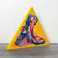 Image 2 of Triangle Hippo - Original Painting, 15" Triangle 