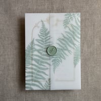Image 1 of botanical fern leaves printed vellum wrap for 5x7 cards PACK of 10