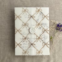 Image 4 of Festive ribbon bows lattice pattern printed vellum wrap for 5x7 cards PACK of 10