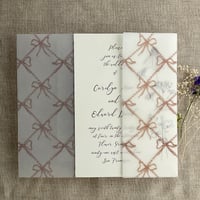 Image 9 of Festive ribbon bows lattice pattern printed vellum wrap for 5x7 cards PACK of 10
