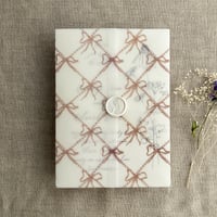 Image 7 of Festive ribbon bows lattice pattern printed vellum wrap for 5x7 cards PACK of 10