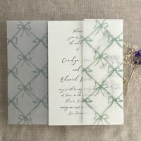 Image 12 of Festive ribbon bows lattice pattern printed vellum wrap for 5x7 cards PACK of 10