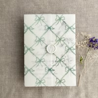 Image 10 of Festive ribbon bows lattice pattern printed vellum wrap for 5x7 cards PACK of 10