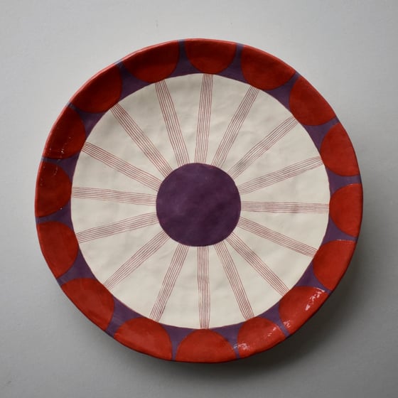 Image of Purple and Red Flower Plate