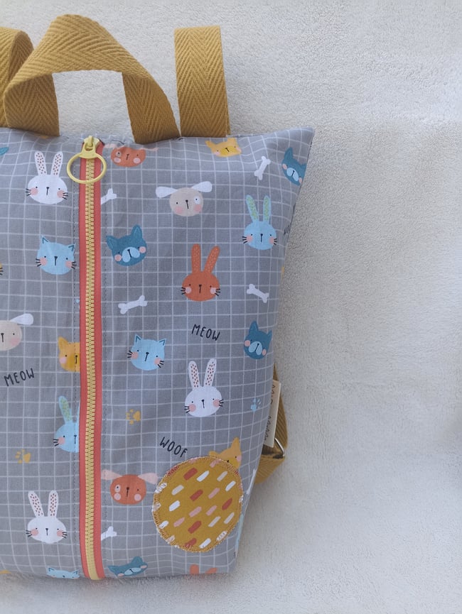 Wet Bag Mochila Mini Animalitos gris