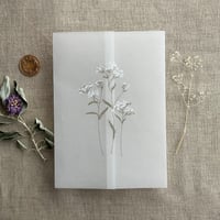 Image 1 of White flowers white ink printed vellum wrap for 5x7 inches card PACK of 10
