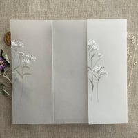 Image 2 of White flowers white ink printed vellum wrap for 5x7 inches card PACK of 10