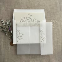 Image 3 of White flowers white ink printed vellum wrap for 5x7 inches card PACK of 10