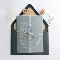 Image 4 of White flowers white ink printed vellum wrap for 5x7 inches card PACK of 10