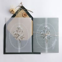 Image 5 of White flowers white ink printed vellum wrap for 5x7 inches card PACK of 10