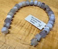 Image 1 of Blue Chalcedony Gemstone Beads, Wheel Shaped 8-12mm 8 inch strand
