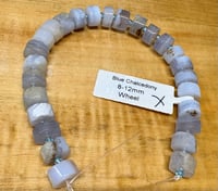 Image 2 of Blue Chalcedony Gemstone Beads, Wheel Shaped 8-12mm 8 inch strand