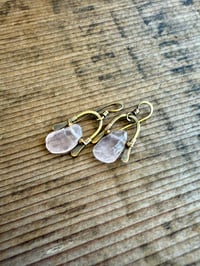Image 1 of Raw Rose Quartz and brass . n7