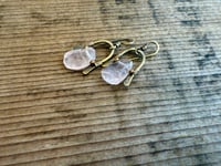 Image 2 of Raw Rose Quartz and brass . n7