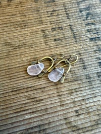 Image 3 of Raw Rose Quartz and brass . n7