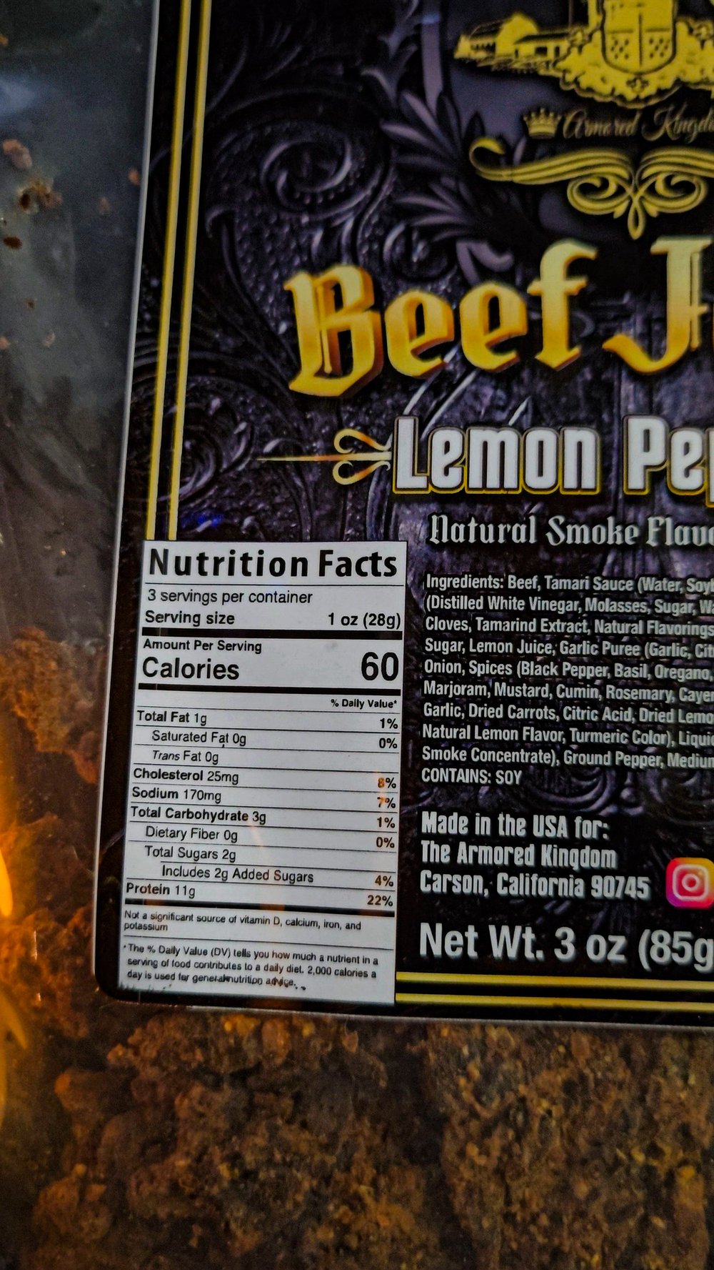 πThe Armored Kingdom Lemon Pepper Beef Jerky ππ