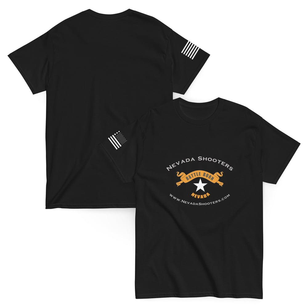 Image of Nevada Shooters Forum Shirt with Flag Sleeve - Black (S-5XL)
