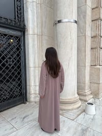 Image 2 of Beaded sleeve abaya Pink