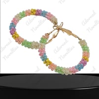 Image 3 of ANA826007 - Medium Bead-Wrapped Hoop Earrings  