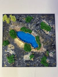 Image 1 of "Hidden Spring"  Mixed Textures, Acrylic, Attificial Moss and Gold Pigment on Canvas  