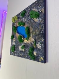 Image 3 of "Hidden Spring"  Mixed Textures, Acrylic, Attificial Moss and Gold Pigment on Canvas  