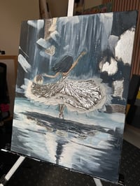 Image 4 of "She Dances In The Rain"  Original Acrylic Painting, Mixed Texture Silver Gold Leaf on Canvas  (16'.